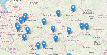 mapa Německa s vyznačenými demonstracemi